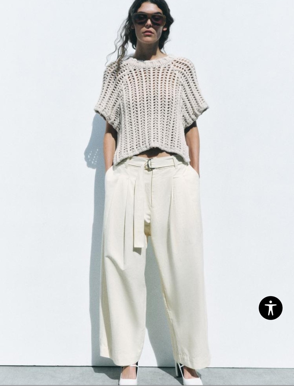 Zara Knit Short-Sleeve Sweater